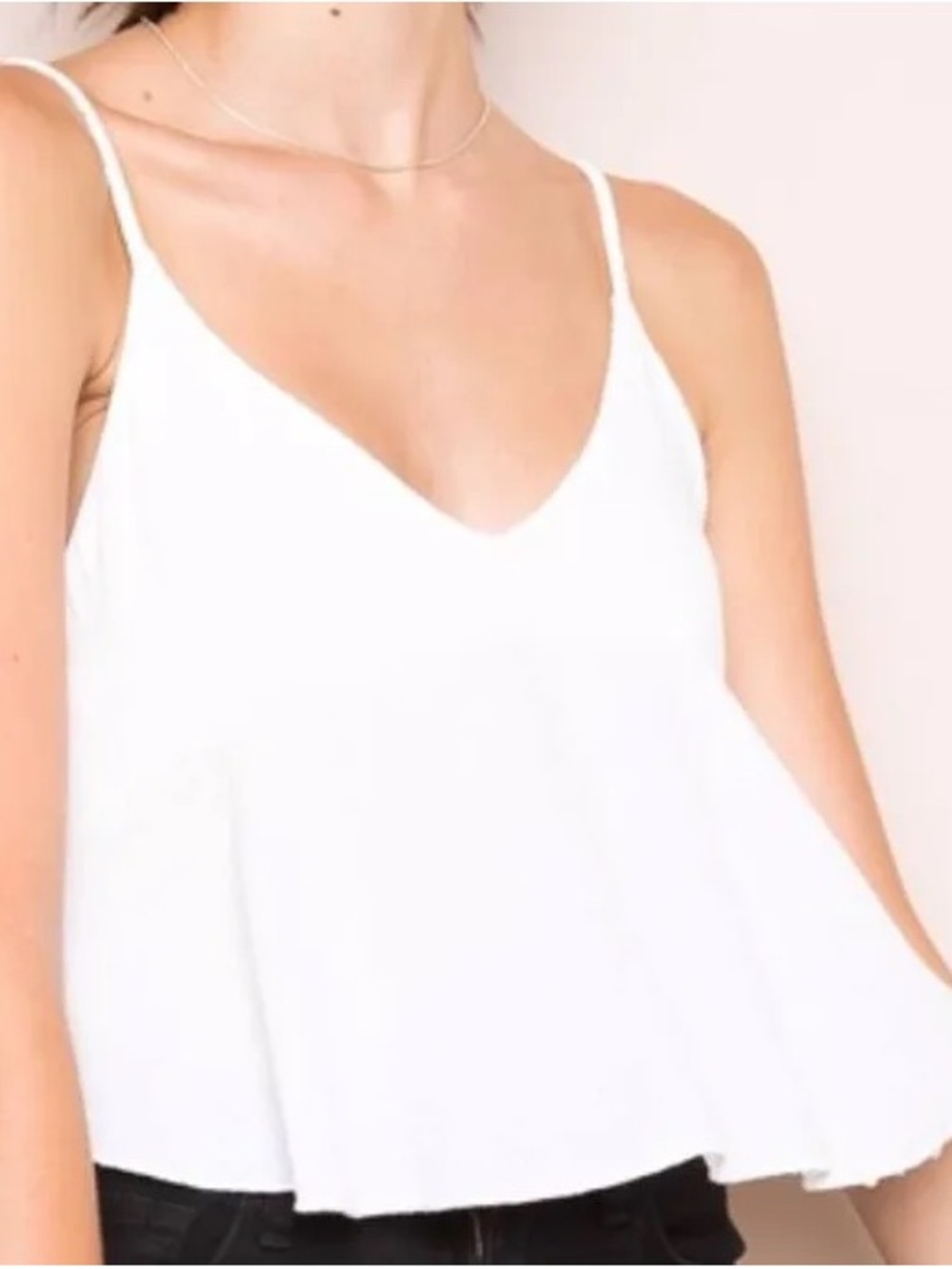 Brandy Melville White V-Neck Spaghetti Strap Tank Top
